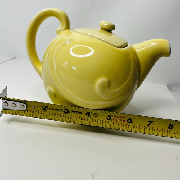 Vintage Coorsite  TeaPot Lid # 902 Pale Yellow 16oz. Glaze Art Deco Shape Swirls - Picture 12 of 13